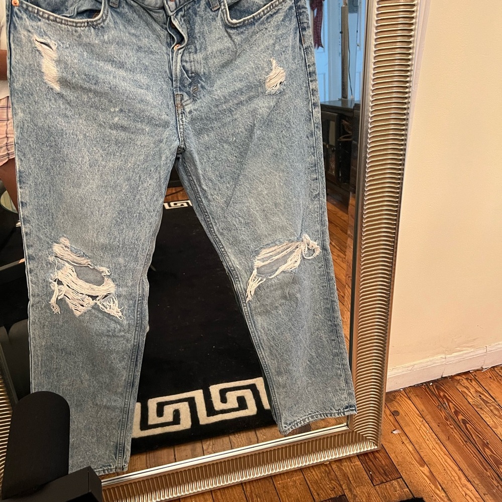 Distressed Blue Jeans